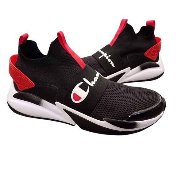 CHAMPION XG Tech Pro Mens Casual Shoes Size 9 Pull On Athletic Black Red Sneaker - Picture 1 of 14